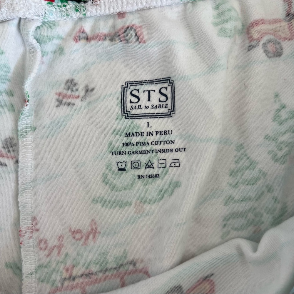Sail to Sable Curetivity Ho Ho Ho Christmas print hand painted pajama pants Lg - Picture 5 of 8